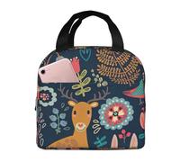 GUOLGP Bolsa térmica ligera con estampado de búho, conejo, pájaro, zorro, estudiantes, escuela, trabajo, picnic, viajes