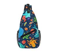 GUOLGP Bolso bandolera unisex con estampado de ballena oceánica y pulpo, para viajes, senderismo, uso diario, mochila de hombro de moda