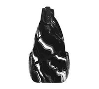 GUOLGP Bolso bandolera unisex con estampado de mármol blanco y negro para viajes, senderismo, uso diario, mochila de hombro de moda