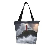 GUOLGP Bolso de hombro con estampado de faro en tormenta, bolsa de viaje, playa, salidas diarias, viajes, mujeres, hombres, accesorio