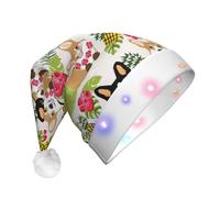 GUOLGP Corgi - Sombrero de Navidad hawaiano tropical con estampado de piña para hombres y mujeres, sombrero de Navidad para fiestas festivas, sombreros de Papá Noel, suministros y celebraciones