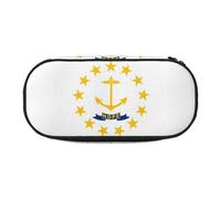 GUOLGP Estuche con cremallera para estudiantes, diseño de la bandera del estado de Rhode Island, estuche para lápices, suministros de oficina, almacenamiento funcional