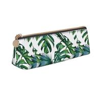 GUOLGP Estuche con diseño de hojas de plátano verde con elegante estuche de gran capacidad de 8.3 x 2.2 x 2.4 pulgadas, bolsa triangular para uso diario