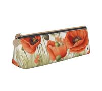 GUOLGP Estuche para lápices con estampado de flores de amapola, gran capacidad, 8.3 x 2.2 x 2.4 pulgadas, bolsa triangular para uso diario