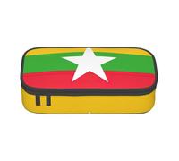 GUOLGP Estuche para lápices de gran capacidad con estampado de la bandera de Myanmar, espacioso estuche para bolígrafos de estudio, suministros escolares, viajes, Black, Talla única