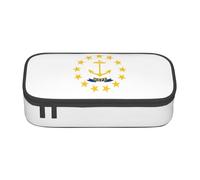 GUOLGP Estuche para lápices de gran capacidad con estampado de la bandera del estado de Rhode Island, espacioso, estuche para bolígrafos de estudio, suministros escolares, viajes, Black, Talla única
