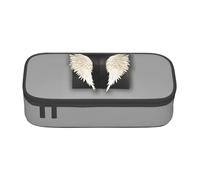 GUOLGP Estuche para lápices de gran capacidad con estampado de plumas de ángel, espacioso, estuche para bolígrafos de estudio, suministros escolares, viajes, Black, Talla única