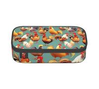 GUOLGP Estuche para lápices de gran capacidad con estampado de pollos de gallo, espacioso, estuche para bolígrafos de estudio, suministros escolares, viajes, Black, Talla única