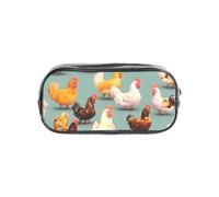 GUOLGP Estuche transparente para lápices con estampado de pollos caminando para estudiantes, niños y niñas, bolsa organizadora transparente