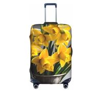 GUOLGP Funda decorativa para maleta con estampado de ramo de narcisos, con cremallera oculta, lavable, protector de equipaje de viaje, White, M