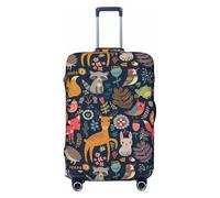 GUOLGP Funda universal para maleta, diseño de búho, conejo, pájaro, zorro, funda elástica y lavable con doble cara, Black, S