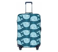 GUOLGP Funda universal para maleta, elástica, lavable, con estampado de ballenas de dibujos animados, con doble cara, Black, XL
