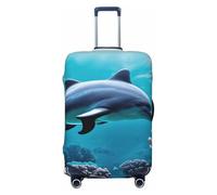 GUOLGP Funda universal para maleta, elástica, lavable, con estampado de delfines del mundo submarino, con doble cara, Black, XL