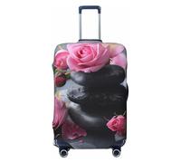 GUOLGP Funda universal para maleta, elástica, lavable, con estampado de piedras y rosas de spa con doble cara, Black, S