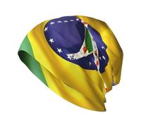 GUOLGP Gorro con estampado de banderas estadounidenses y brasileñas para todas las estaciones, suave, ligero, transpirable, cálido, para invierno, uso diario, color negro