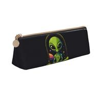 GUOLGP Green Alien Print - Estuche para lápices de gran capacidad, 21 x 5 x 6 cm, diseño triangular