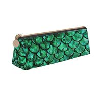 GUOLGP Green Fish Scales - Estuche para lápices con diseño de escamas de pez verde, gran capacidad, 8.3 x 2.2 x 2.4 pulgadas, bolsa triangular para uso diario