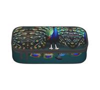 GUOLGP Hermoso estuche de gran capacidad con estampado de pavo real, espacioso, estuche para bolígrafos de estudio, suministros escolares, viajes, Black, Talla única