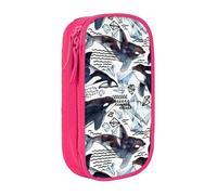 GUOLGP Killer Whale Print - Estuche funcional para lápices, almacenamiento multicompartimento, suministros escolares, fácil acceso, Pink, Talla única, Bolsillo para el paquete