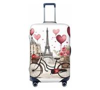 GUOLGP Love Paris - Funda universal para maleta, diseño de la Torre de café, vino, perfume, bicicleta, diseño de corazón, elástica, lavable, con doble cara, Black, S
