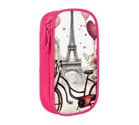 GUOLGP Love Paris Tower - Estuche funcional para lápices, diseño de corazón, para café, vino, perfume, bicicleta, con múltiples compartimentos, para guardar artículos escolares, fácil acceso, Pink