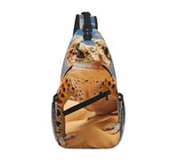 GUOLGP Mochila bandolera unisex con estampado de geco de leopardo y arena para viajes, senderismo, uso diario, mochila de hombro de moda
