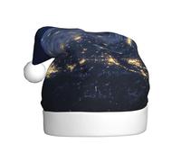 GUOLGP Sombrero de Navidad con estampado de Vista de la Tierra, gorro de Papá Noel, celebraciones, unisex, accesorio de disfraz de fiesta de Navidad