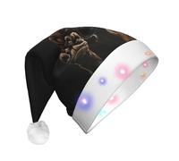 GUOLGP Sombrero de Navidad LED con estampado de huellas de perro, animales, para hombres y mujeres, para fiestas festivas, sombreros de Papá Noel, suministros y celebraciones