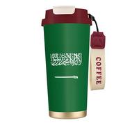 GUOLGP Taza de viaje de acero inoxidable con impresión de la bandera de Arabia Saudita, contenedor de café para oficina, escuela, camping
