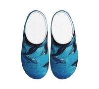 GUOLGP Zapatillas de casa lavables con suela de TPR, unisex, para interiores y exteriores, con estampado de ballenas asesinas, Black, 39 EU