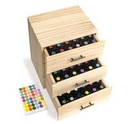 Guolich Rose Flower Caja de Almacenaje de Madera de Aceites Esenciales y Aromaterapia Contiene de 5 a 15 ml de Aceites Esenciales para Perfumes,Cosméticos, Joyas,Esmaltes de Uñas,Minerales,90 Ranuras