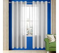 GUOLIXIA Cortina Salon Translucida Moderno 500 x 295 cm con Ojales Visillos Translucidos Boho Ventilada para Ventanas Sala para Niños Sala Comedor, Gris Claro
