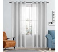 GUOLIXIA Cortina Translúcida 380 x 220 cm Transparente Visillos Salon Paneles Monocolor para Dormitorio Sala de Estar Ventana Moderna Cortinas, Gris Claro