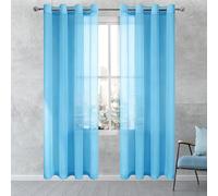 GUOLIXIA Cortinas Ojales 280 x 230 cm Transparente Translúcidas Visillos Paneles 100% Poliéster para Habitacion Matrimonio Dormitorio Juvenil, Azul Cielo