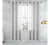GUOLIXIA Cortinas Visillos 280 x 210 cm Transparente Cortina Translucida de Dormitorio Cortinas Poliéster de Dormitorios Infantil Salon, Gris Claro