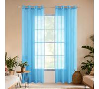 GUOLIXIA Cortinas Visillos Translúcidos 280 x 230 cm Translucida Visillos Translucidos Boho Monocolor para Cortina para La Pasillos de Salon y Dormitorios de Juvenil, Azul Cielo
