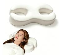 GUOMIS Almohada para dormir de lado, antiarrugas, almohada para dormir de lado con funda, ergonómica, almohada de espuma viscoelástica, adecuada para dormir de lado, de espalda y boca abajo (blanco)
