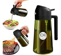 GUOMIS Spray aceite cocina,2 en 1 Dispensador de Aceite y Pulverizador de Aceite,Pulverizador Aceite Spray 470ml,Botella de Aceite de Oliva de Vidrio para Cocina, Barbacoa, Cocina (2PCS)