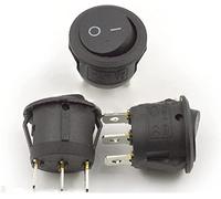 GUOQGXAY Interruptor de balancín 10pcs-30pcs Interruptor de Bote Redondo 3 pies Dos Interruptor de rockero unipolar KCD1-201/3P Diámetro 2 3 mm Apertura de 20 mm 6A 250V(30pcs a Pack)