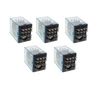 GUOQGXAY Relé electromagnético pequeño MY4NJ, 5 Unidades, CC 12 V, 24 V, 36 V, 48 V, 110 V y 220 V, Bobina 4NO y 4NC.