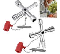 GUOSIYAO Llave Cruzada Universal Llave Triangular 4 Vías Llave De Utilidad Llave Cuadradillo Multifuncional Llave Ascensor Para Medidores Eléctricos Medidores Agua Radiadores Contadores De Gas 2Pcs