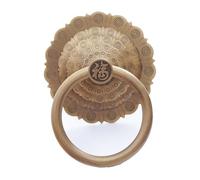 GUOXIAD Manija De Cobre, Aldaba De Pétalo Antigua, Juego De Tirador De Aro For Puerta, Decoración Resistente Con Lazo For Puerta(Antique Brass Serrated Trim 17.5cm)