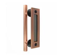 GUOXIAD Manija De Puerta Corrediza Resistente De 30 Cm, Juego De Tirador Y Empuje En Acero, Manija De Granero De Madera De Doble Cara(Aluminium Bronze Round)