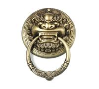 GUOXIAD Manija De Puerta De Cobre, Aldaba Antigua Con Forma De Cabeza De Bestia, Juego De Tirador De Aro De Madera Vintage, Accesorios De Decoración(Brone,20CM_HOLLOW WREATHS)