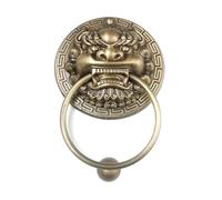 GUOXIAD Manija De Puerta De Cobre, Aldaba Antigua Con Forma De Cabeza De Bestia, Juego De Tirador De Aro De Madera Vintage, Accesorios De Decoración(Brone,13.6CM_SOLID CIRCLE)