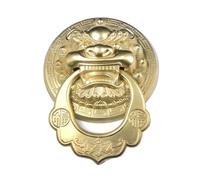 GUOXIAD Manija De Puerta De Cobre, Aldaba Antigua Con Forma De Cabeza De Bestia, Juego De Tirador De Aro De Madera Vintage, Accesorios De Decoración(Brass,24CM_HOLLOW WREATHS)