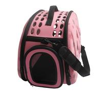 GUOXIAR Portable Outing Pet Bag, Breathable EVA and Mesh Dog and Cat Carrying Bags, Foldable Shoulder Pet Basket Handbags, Hand Carrier Pet Supplies Space Cage Transport Box(Pink)