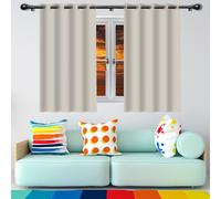 GUOYFEN Cortinas Poliéster 120 x 144 cm Poliéster, 100% Blackout con Ojales Tende Oscuranti Termiche Morbide para Dormitorio, Salón, Beige