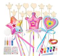 GUOYOU 27 piezas DIY varita mágica para niños, DIY varitas mágicas para princesa varita artesanal juego de fiesta de cumpleaños conjunto de manualidades de madera para niños para manualidades y