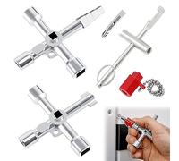 GUOYOU 3 Piezas Llave Triangular Multifuncional de 4 Puntas Universal y Cruzada - Contador de Agua, Gas y Electricidad para Ascensores